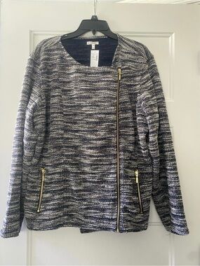 Maurices Black and White Tweed Zip-Front Jacket